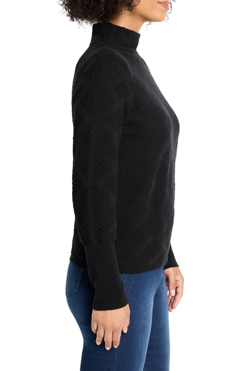 NIC+ZOE Diamond Stitch Funnel Neck Sweater, Alternate, color, Black Onyx