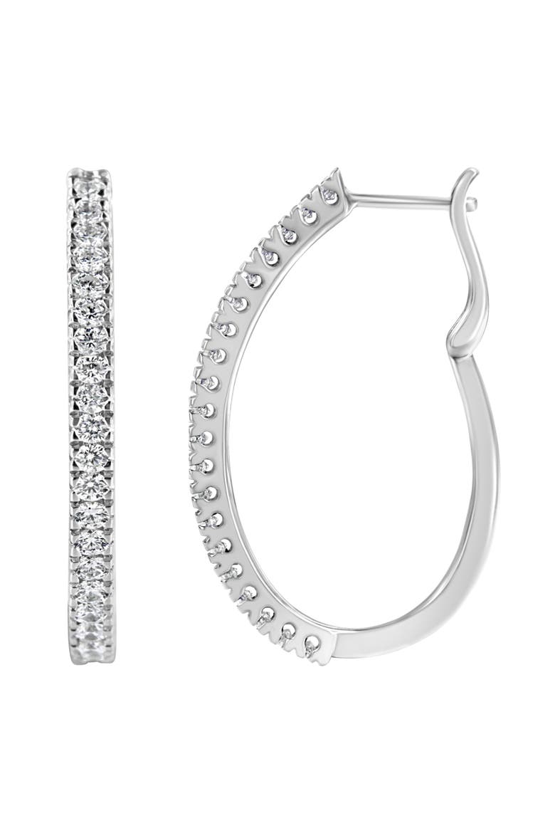 10KT White Gold 1 Ct Diamond Hoop Earrings, Alternate, color, White