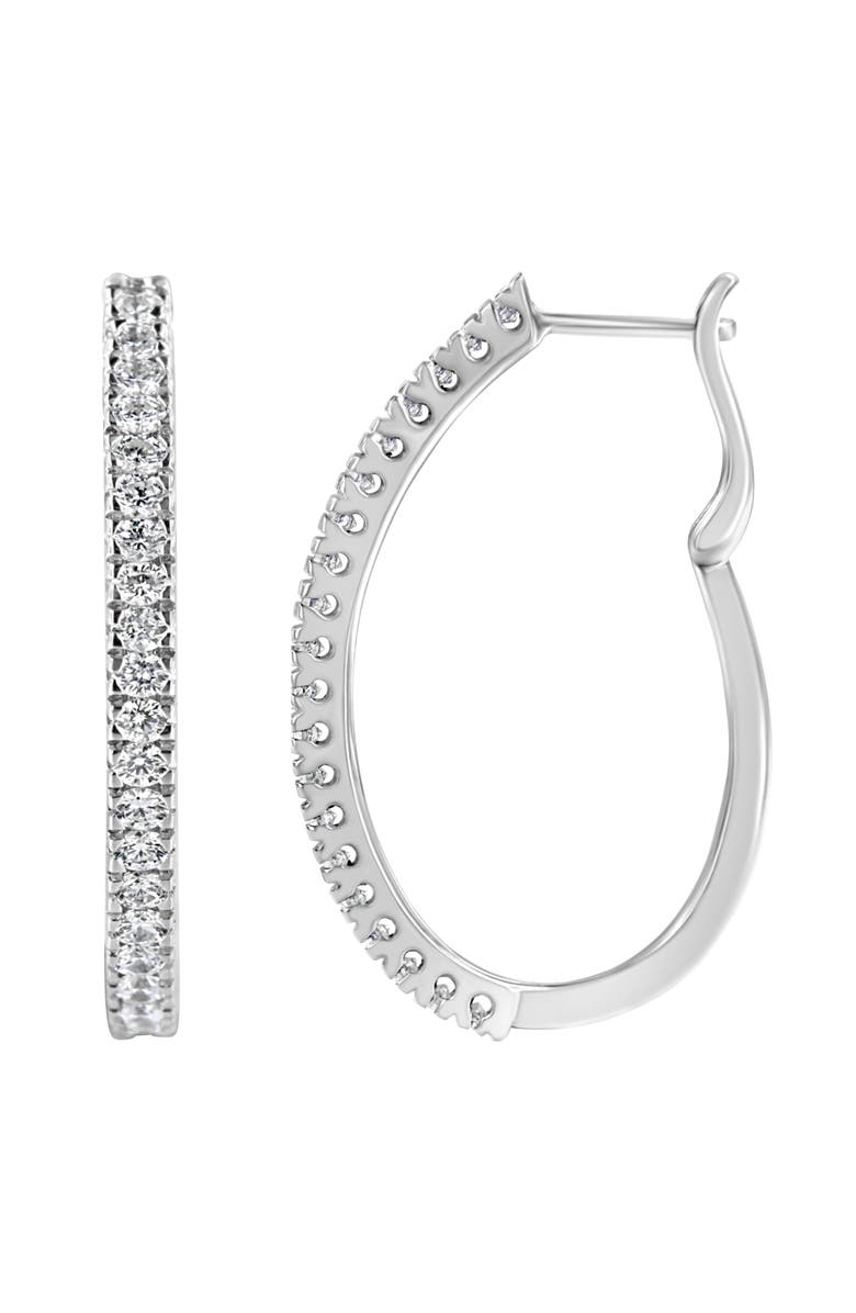 Haus of Brilliance 10KT White Gold 1 Ct Diamond Hoop Earrings, Alternate, color, White