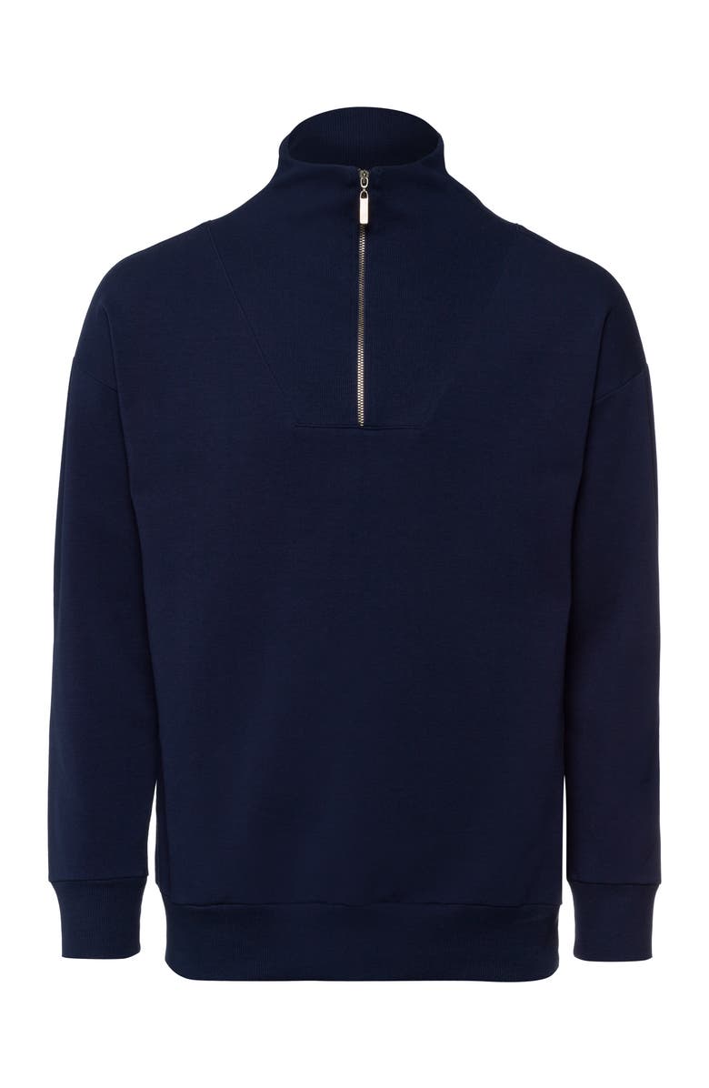 Hanro Natural Living Organic Cotton French Terry Sweatshirt, Main, color, Deep Navy