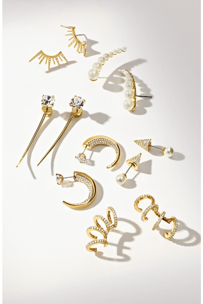 'Starry Night' Crystal Ear Crawlers, Alternate, color, GOLD/ CLEAR