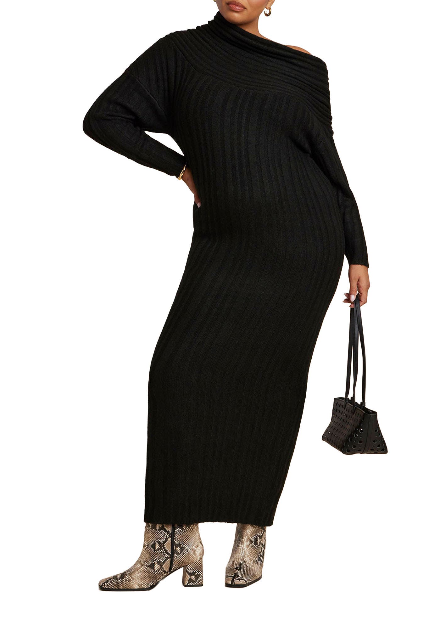 High Collar Sweater Dress - image 3