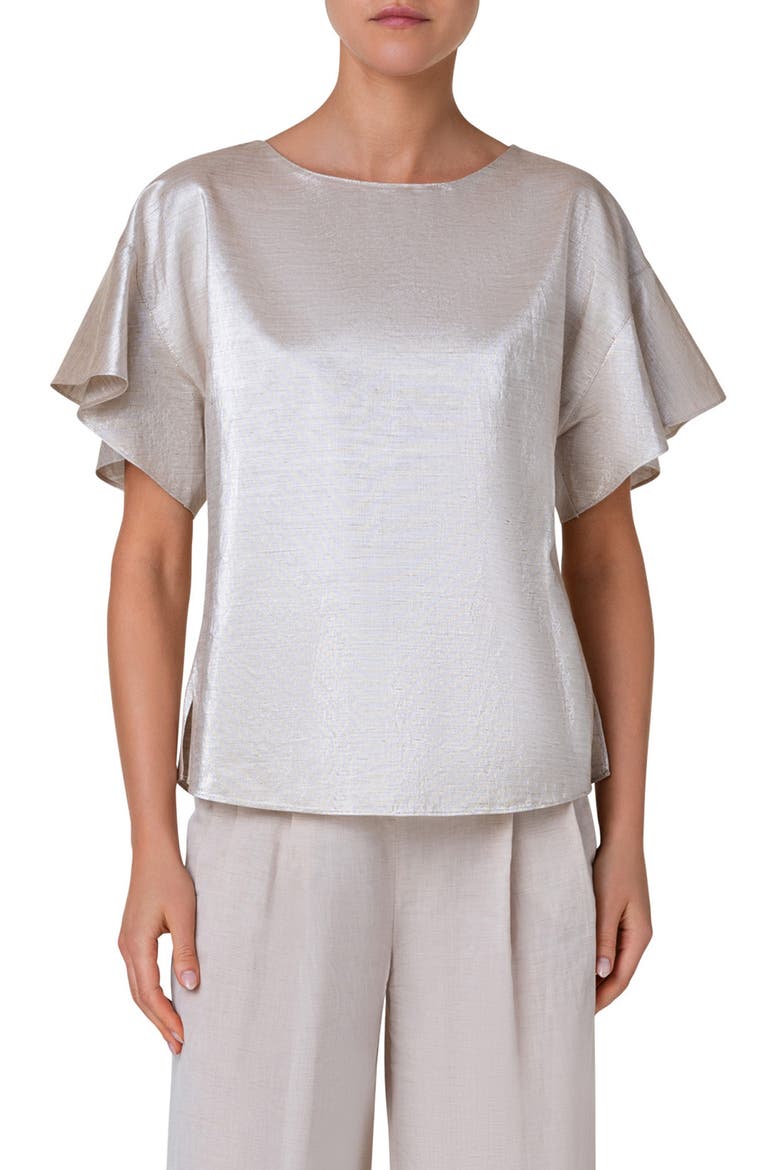 Boxy Drop Shoulder Satin Top, Main, color, GOLD