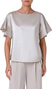 Akris punto Boxy Drop Shoulder Satin Top