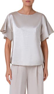 Akris punto Boxy Drop Shoulder Satin Top