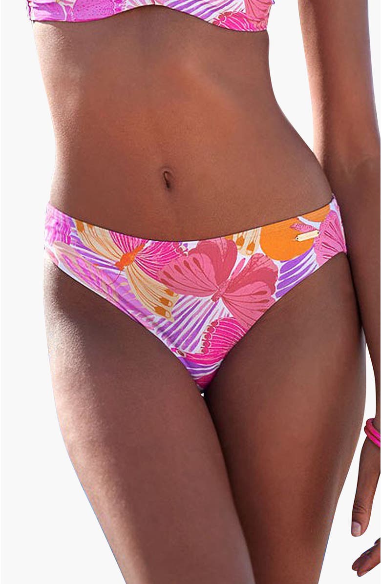 LASCANA Butterfly Print Classic Bikini Bottom, Main, color, Purple Multi