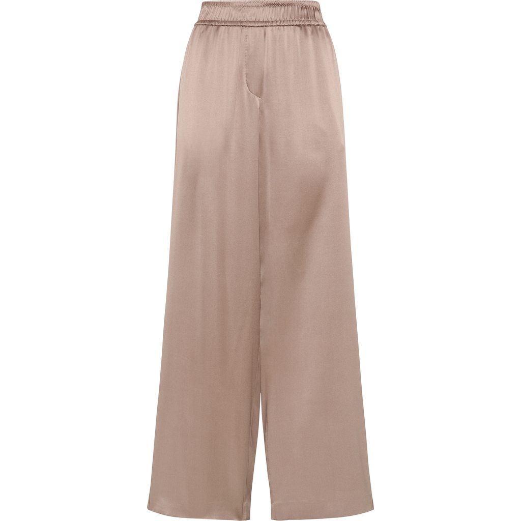 Brunello Cucinelli Stretch-silk Satin Track Trousers In Cocoa