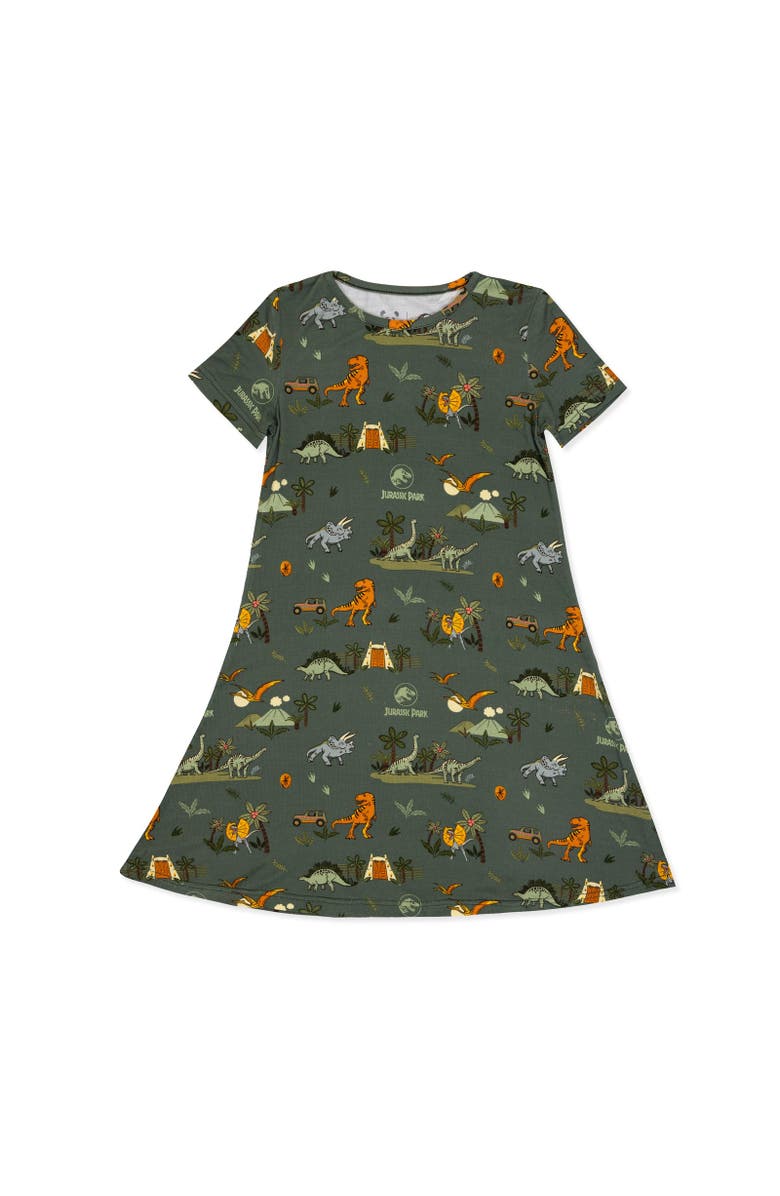 Bellabu Bear Kids' Jurassic Park Safari Short Sleeve Dress, Main, color, Jurassic Park: Safari
