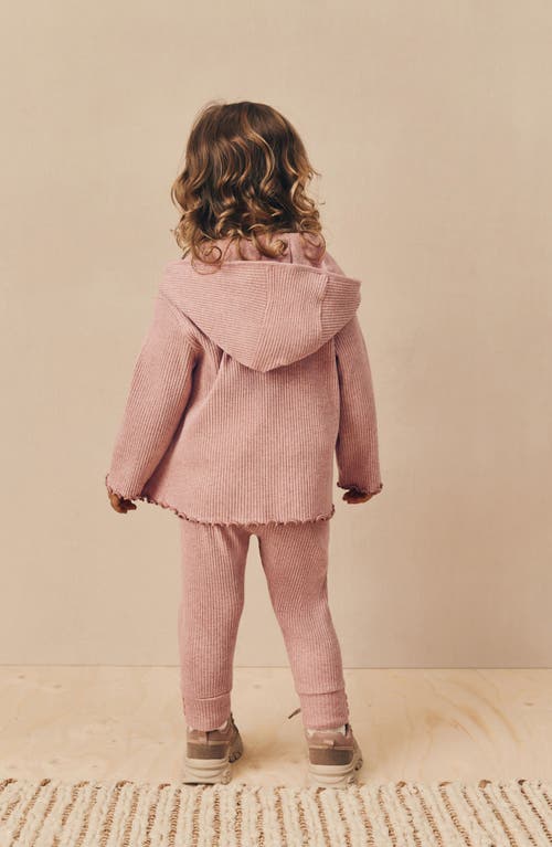 Next Kids' Cotton Rib Button-up Hoodie & Leggings Set In Pink
