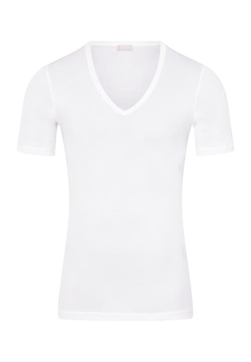 Hanro Cotton Pure V-neck T-shirt In White