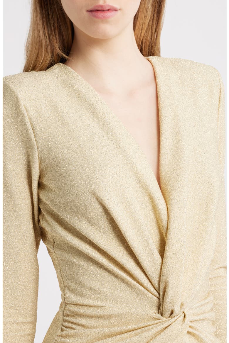 Jara Starry Metallic Twist Front Midi Gown, Alternate, color, GOLD