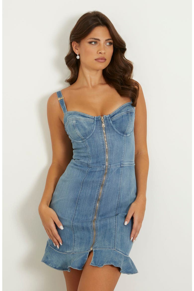 Marcela Denim Minidress, Alternate, color, BLUE