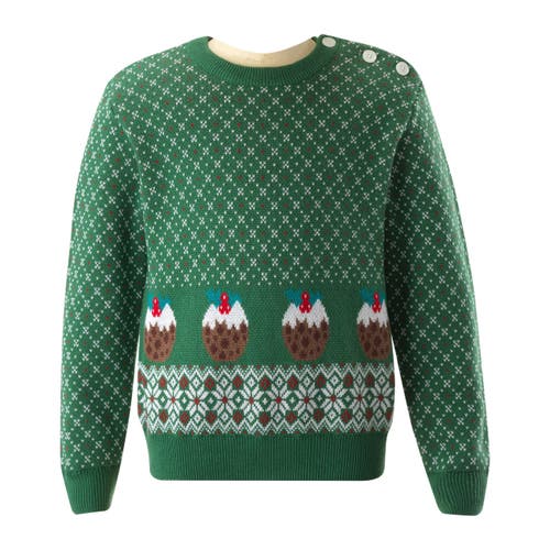Rachel Riley Christmas Pudding Sweater In Green