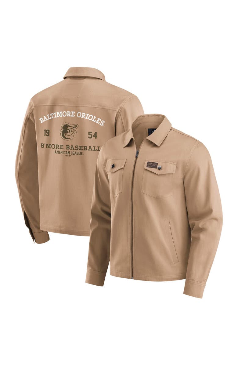 Darius Rucker Collection by Fanatics Men's Darius Rucker Collection by Fanatics  Tan Baltimore Orioles Distressed Washed Full-Zip Jacket, Alternate, color, Tan