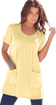 Roaman's Plus Size Two Pocket Soft Knit Swing Tunic