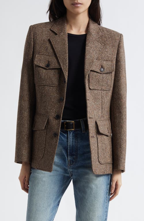 Nili Lotan Fleur Virgin Wool Blend Tweed Jacket In Brown