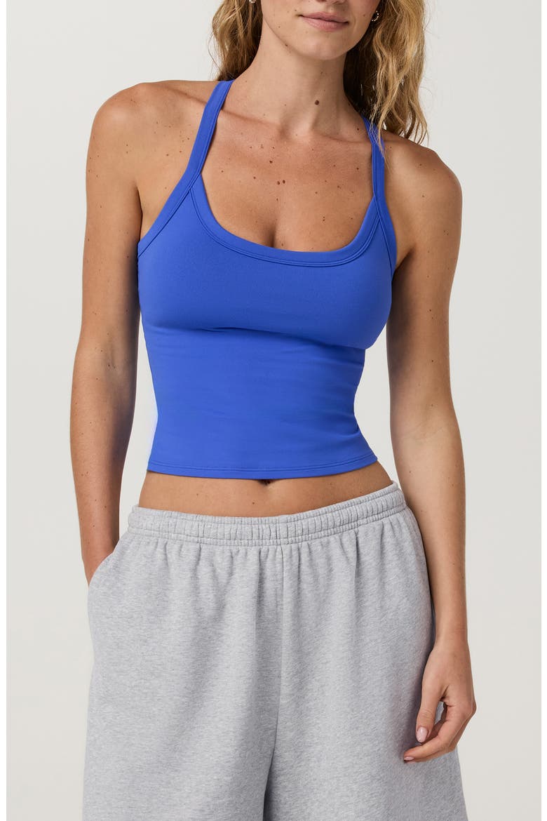 Halo Cross Back Performance Tank, Main, color, ELECTRIC BLUE