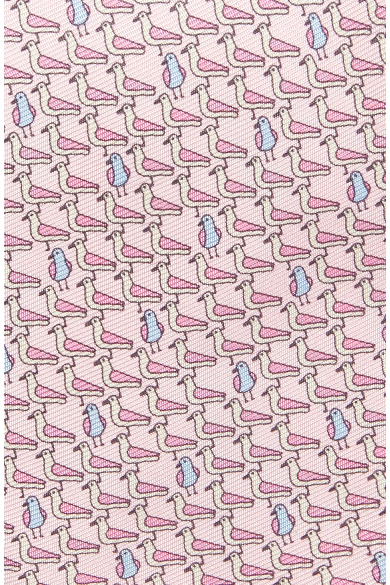 Seagull Print Silk Tie, Alternate, color, PINK