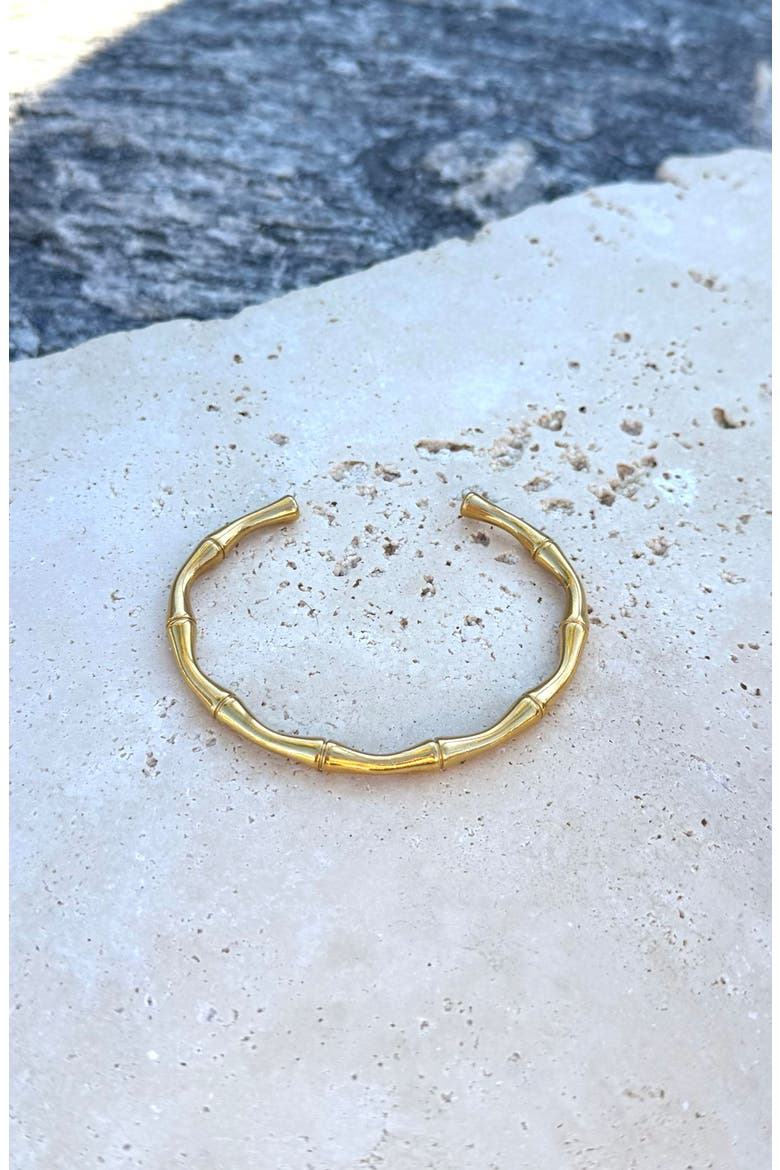 Bamboo Textured Cuff Bracelet, Alternate, color, GOLD