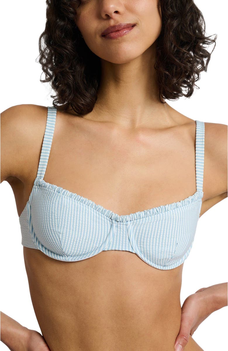Onia Marilyn Bikini Top, Alternate, color, Pale Blue/White