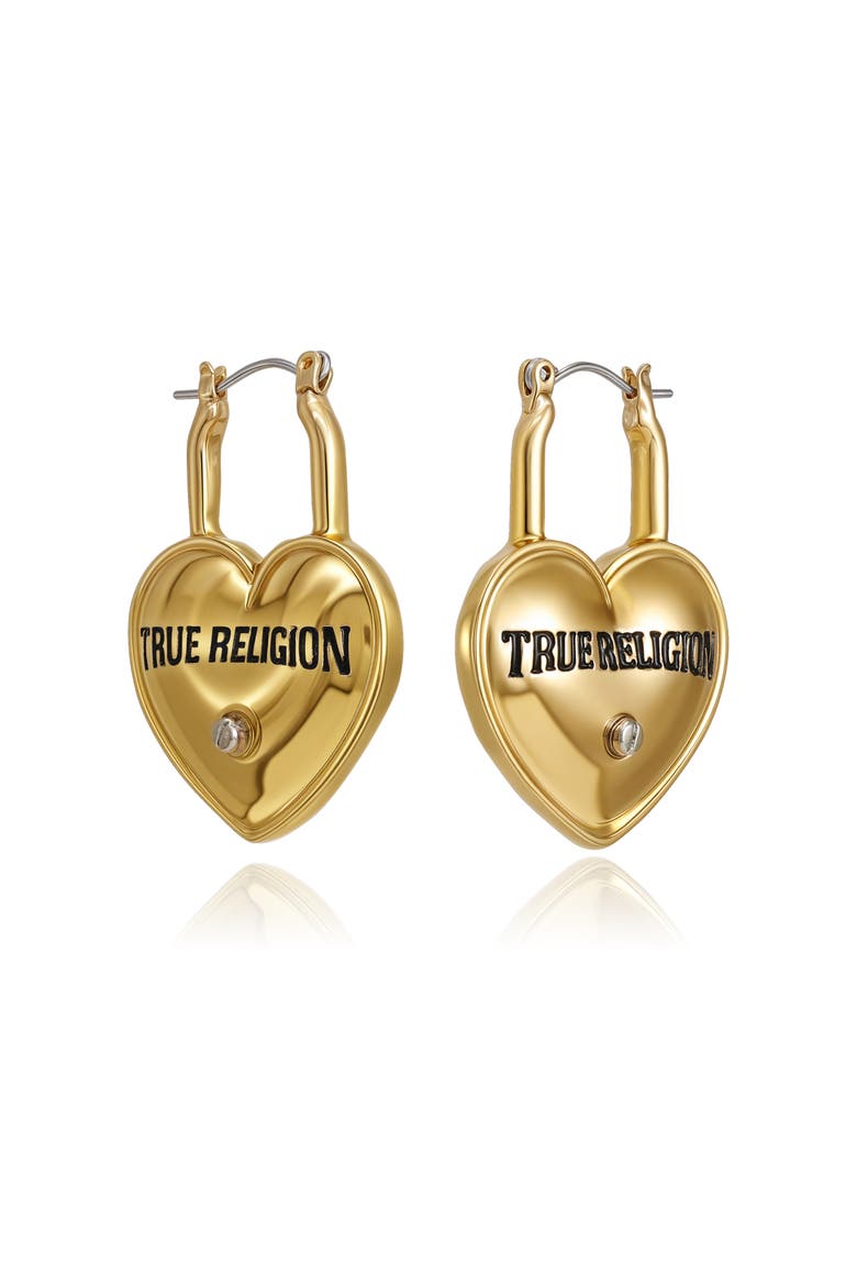 Heart Lock Hoop Earrings, Main, color, Gold Tone