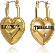 True Religion Heart Lock Hoop Earrings