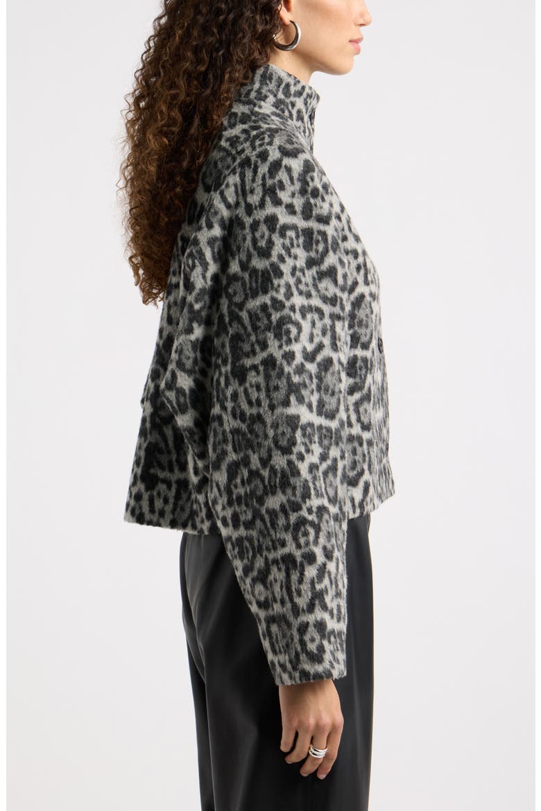 Animal Print Cropped Jacket, Alternate, color, GREY- BLACK BLURRED LEOPARD