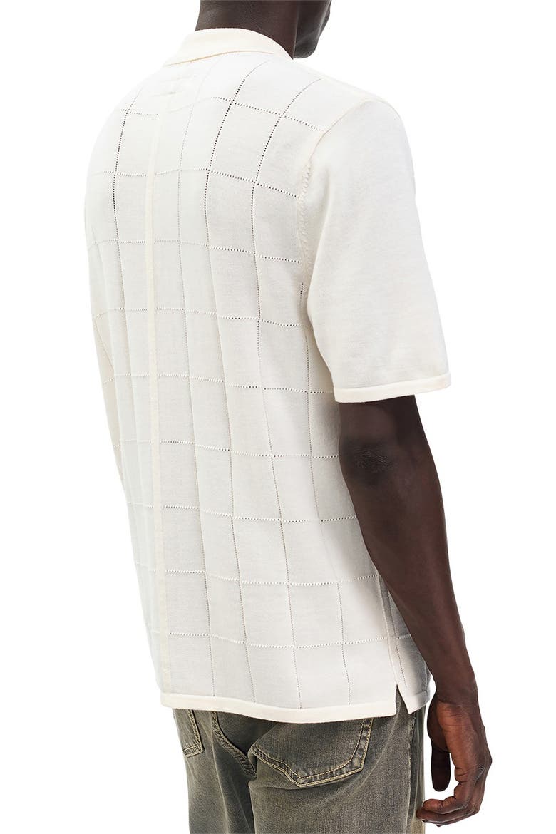 Dalton Wool Blend Short Sleeve Knit Button-Up Shirt, Alternate, color, IVORY