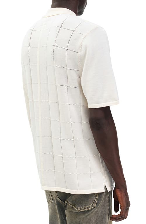 Rag & Bone Dalton Wool Blend Short Sleeve Knit Button-up Shirt In White