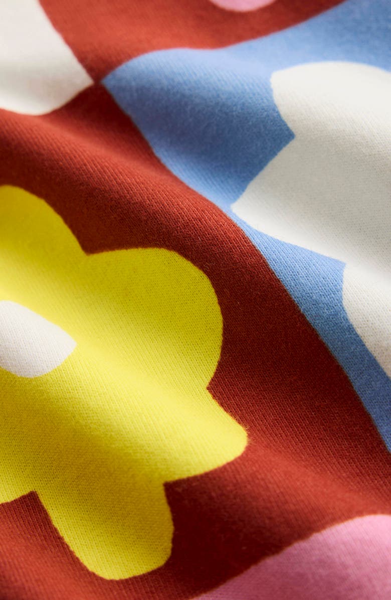 Mini Boden Kids' Long Sleeve Cotton Jersey Dress, Alternate, color, Multi Flower Check