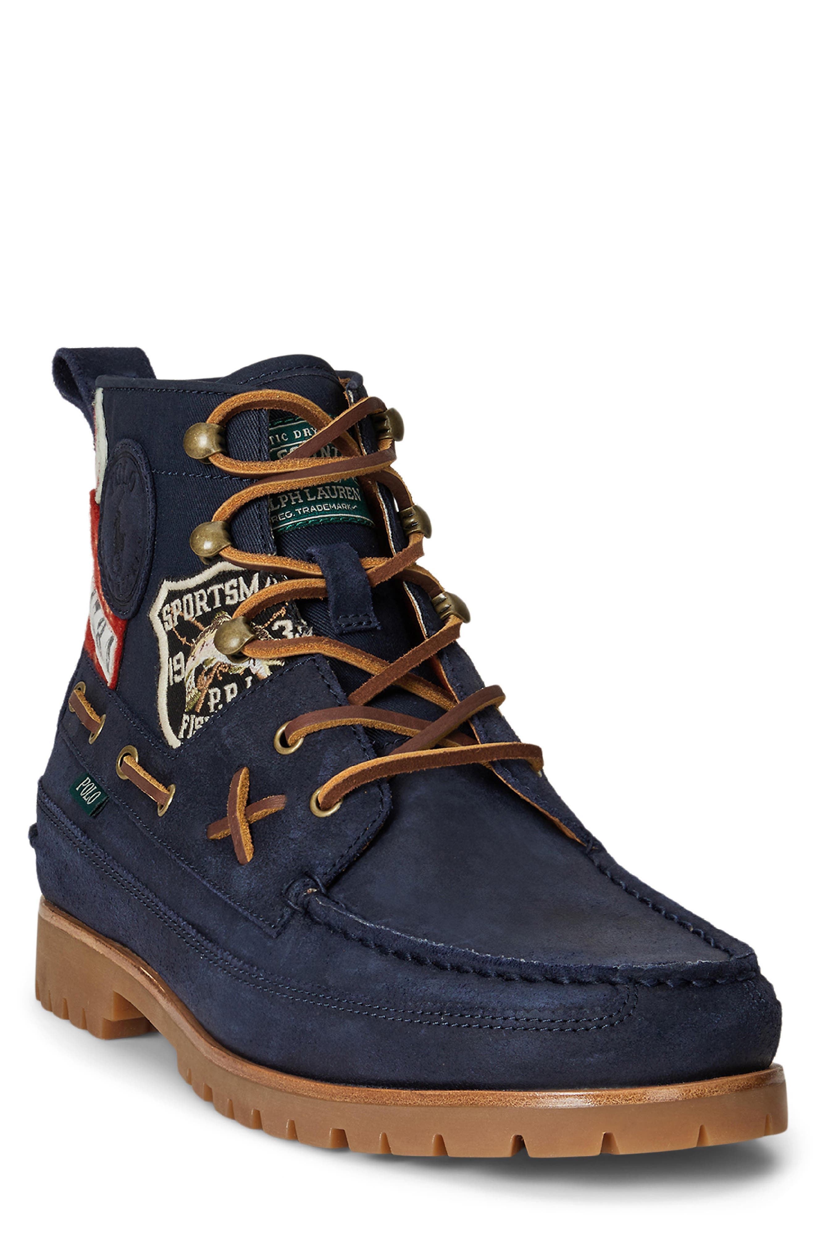 Polo Ralph Lauren Ranger Patch Work Boot, Main, color, Hunter Navy