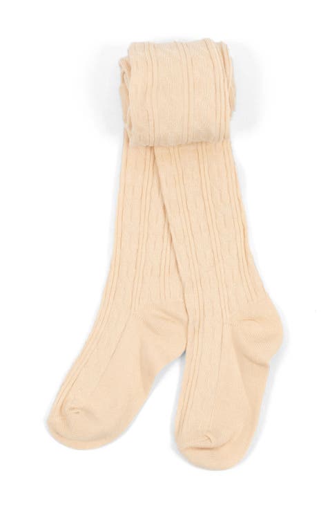 Girls Cable Knit Tights, Cotton Blend