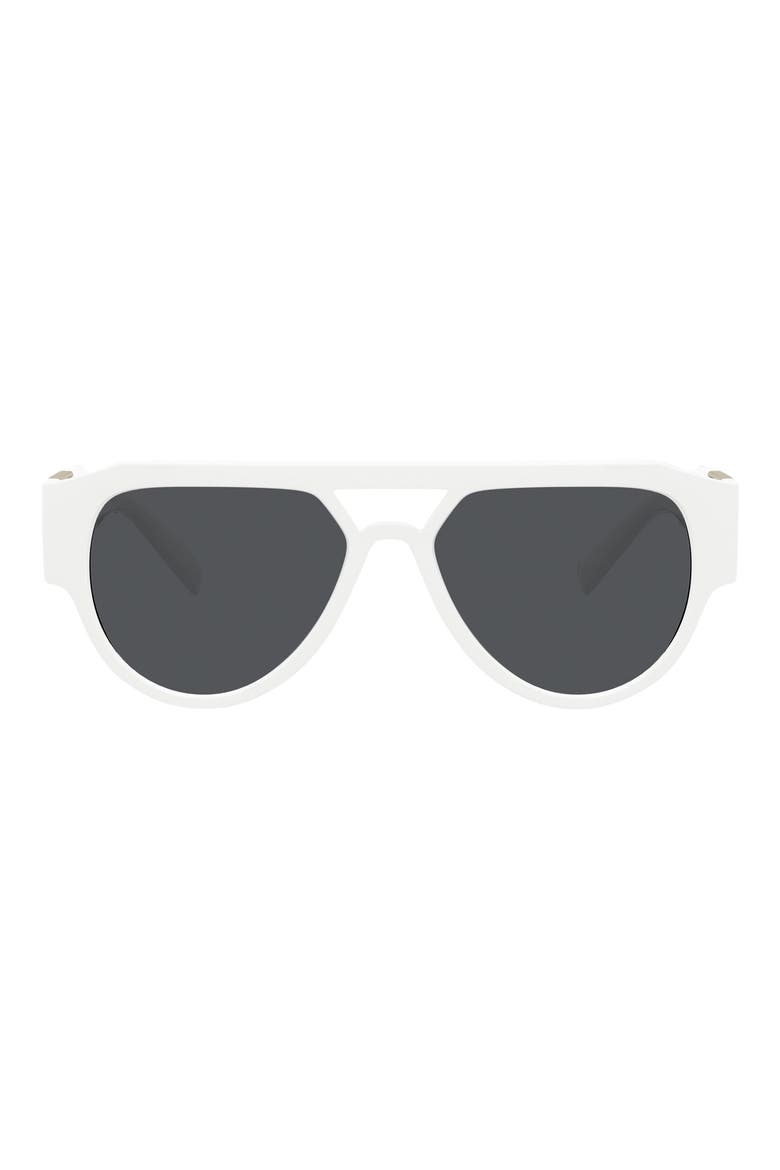 57mm Pilot Sunglasses, Main, color, WHITE/ DARK GREY