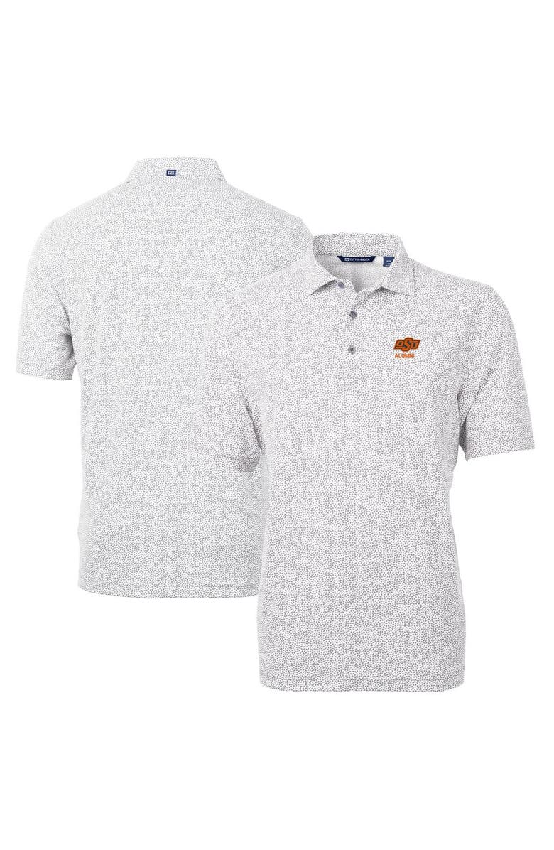 Cutter & Buck Men's Cutter & Buck Gray Oklahoma State Cowboys Alumni Logo DryTec Virtue Eco Pique Botanical Print Recycled Polo, Main, color,