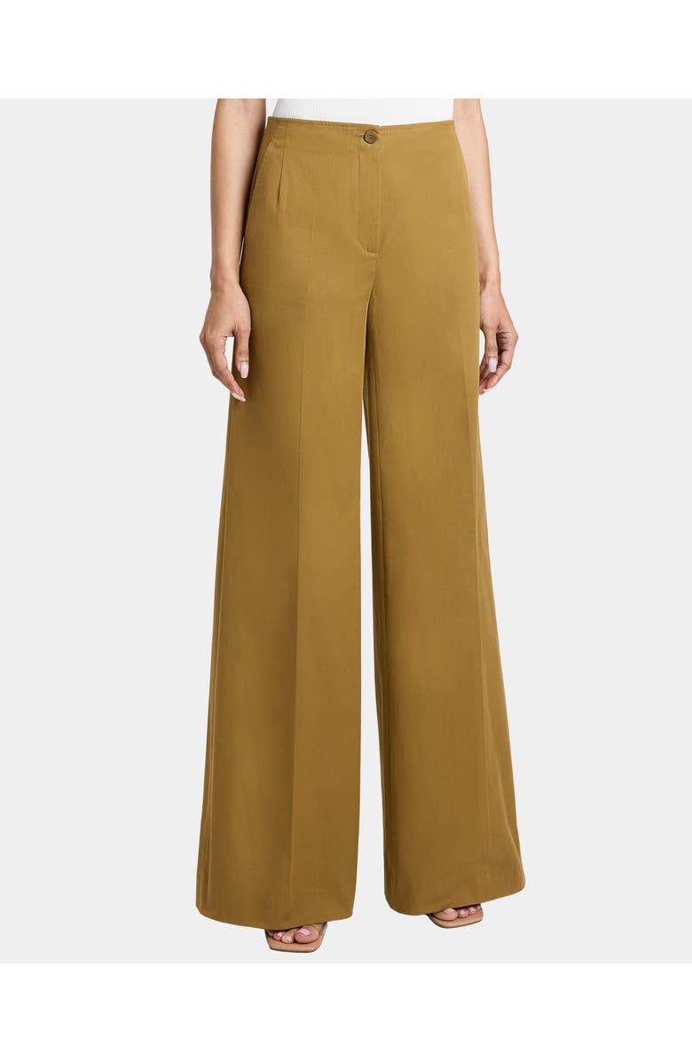 Santorelli LILY Wide Leg Pants with Slanted Side Pockets in Stretch Cotton, Main, color, Coconut