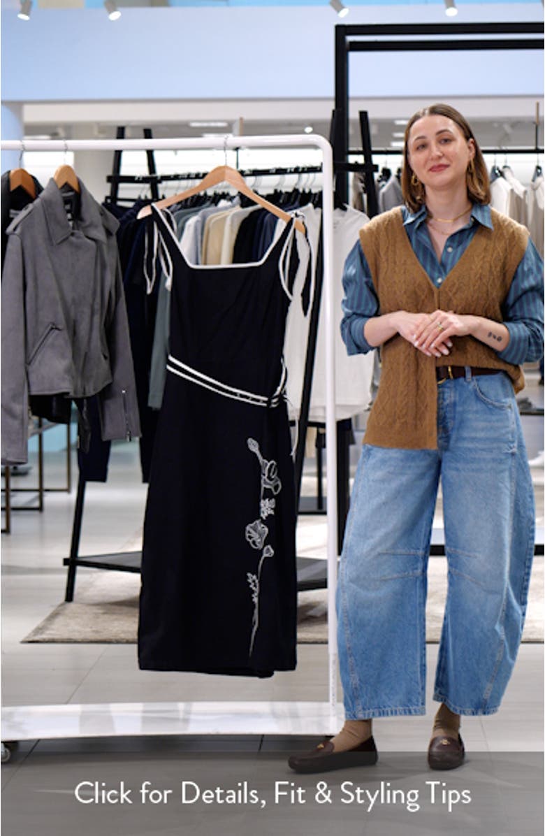 Paola Embroidered Shoulder Tie Midi Dress, sales video thumbnail