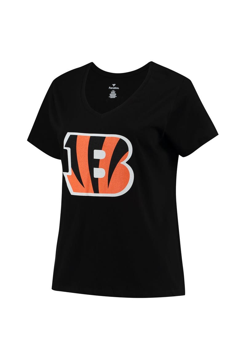 Women's Joe Burrow Black Cincinnati Bengals Plus Size Fair Catch Name & Number V-Neck T-Shirt, Alternate, color, Black