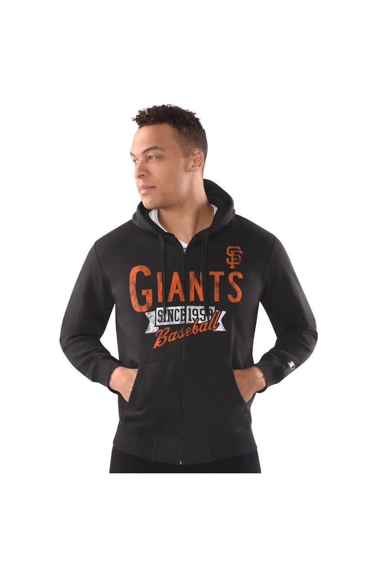 Men's Starter  Black San Francisco Giants Classic Distressed Full-Zip Hoodie, Main, color, Black