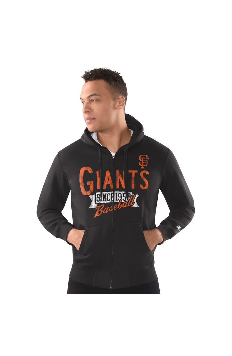 STARTER Men's Starter  Black San Francisco Giants Classic Distressed Full-Zip Hoodie, Main, color, Black