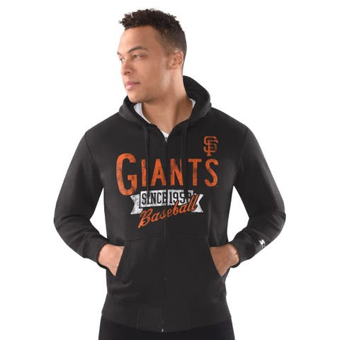 Men's Starter  Black San Francisco Giants Classic Distressed Full-Zip Hoodie