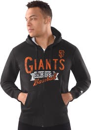 STARTER Men's Starter  Black San Francisco Giants Classic Distressed Full-Zip Hoodie
