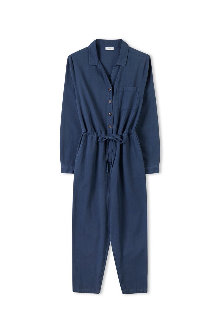 Twill Long Sleeve Jumpsuit, Alternate, color, DARK NAVY