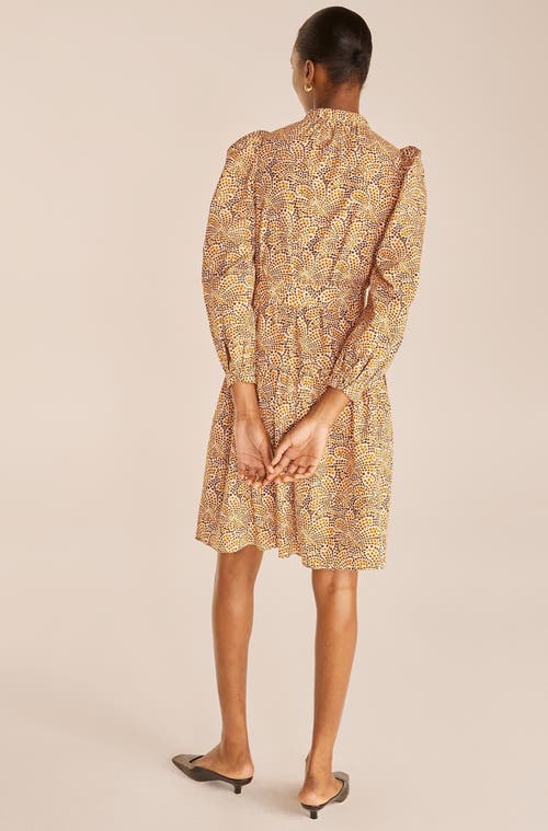 REBECCA TAYLOR REBECCA TAYLOR SPECKLED FLEUR BELTED LONG SLEEVE DRESS 