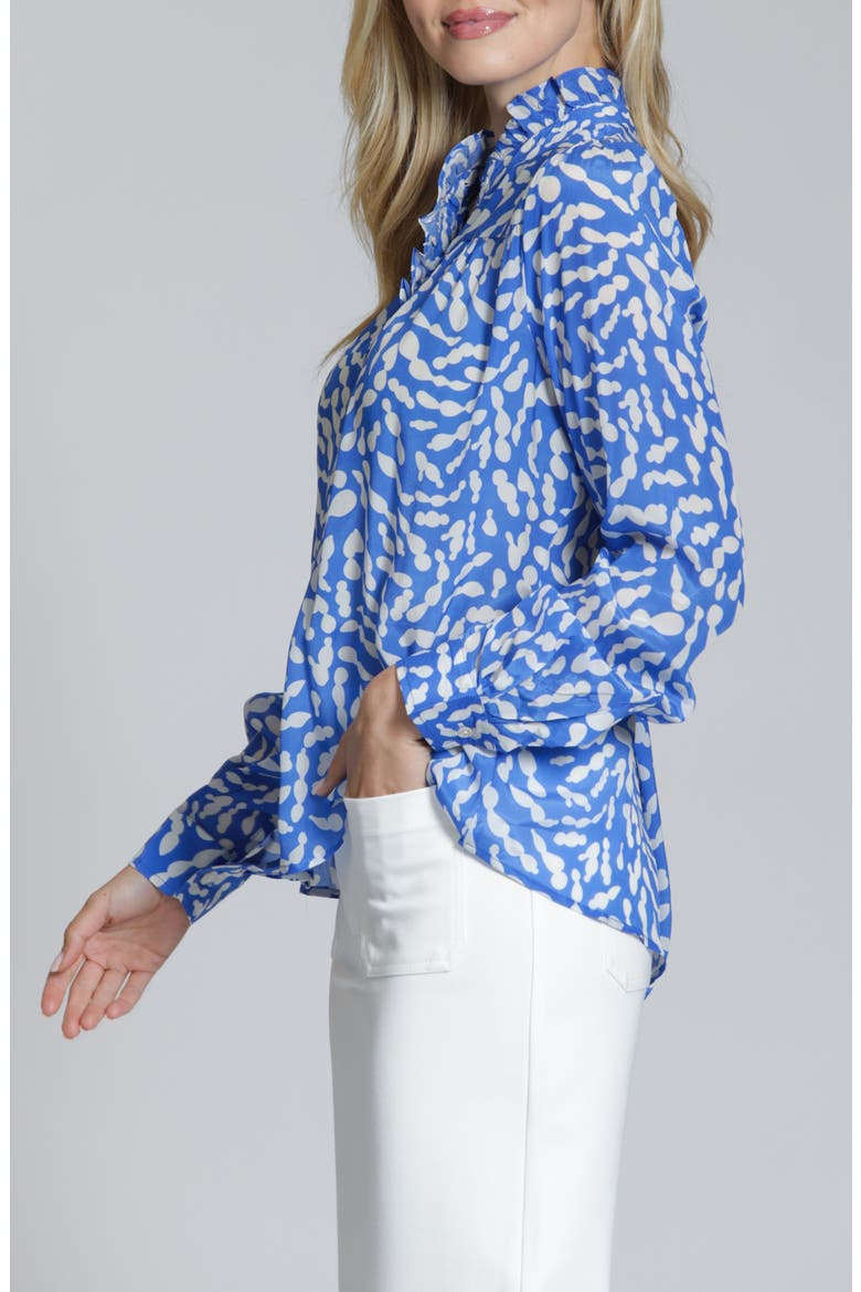 Ruffle Placket Top, Alternate, color, BLUE/WHITE