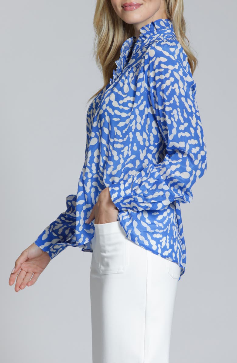 APNY Ruffle Placket Top, Alternate, color, Blue/White