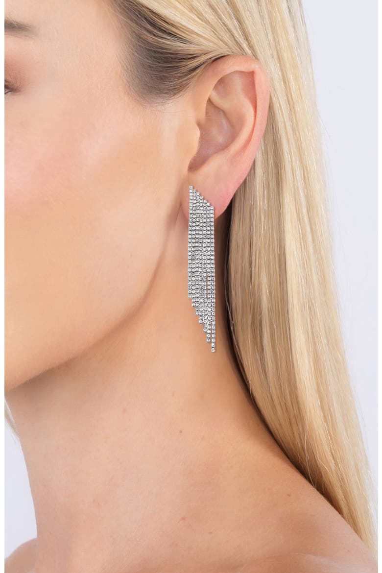 Camille Crystal Fringe Drop Earrings, Alternate, color, SILVER