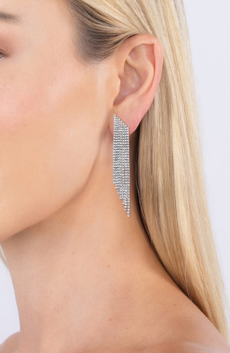 EYE CANDY LOS ANGELES Camille Crystal Fringe Drop Earrings, Alternate, color, Silver
