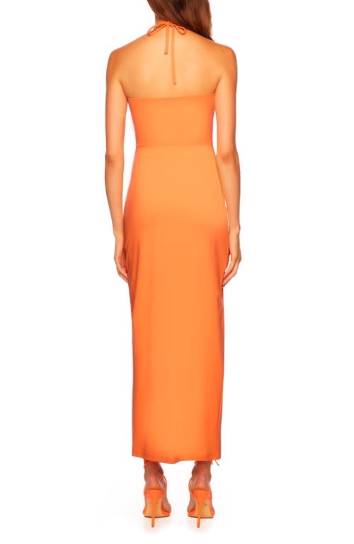 Susana Monaco Silk Plunge Neck Dress In Nectarine