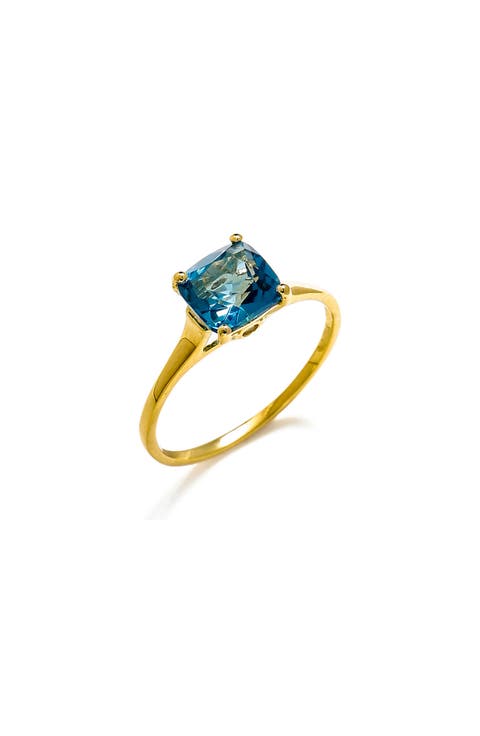 Square Cut London Blue Topaz Ring