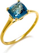 YS GEMS Square Cut London Blue Topaz Ring